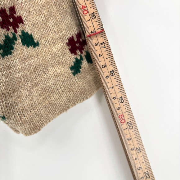 Vintage Dana Scott Pullover Sweater Knit Floral Bow Pattern Beige Red USA Size L - Picture 11 of 11